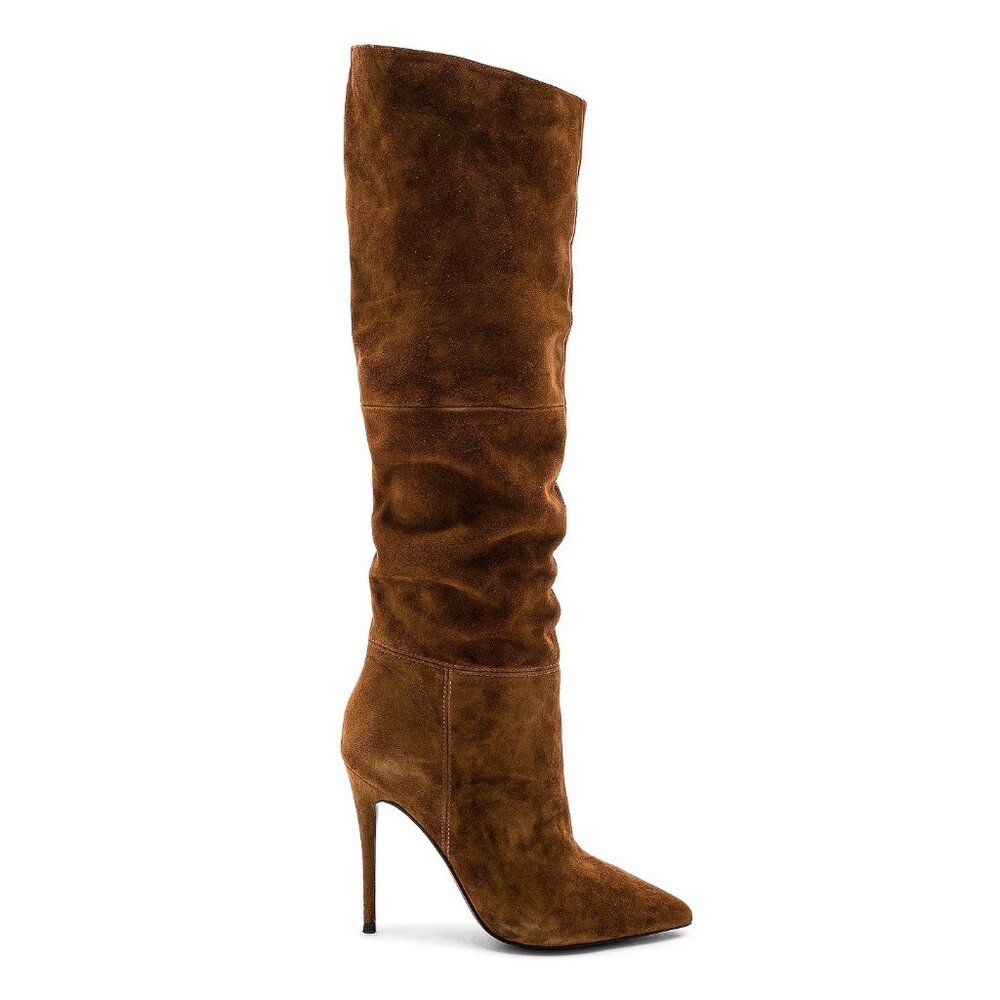 $280 STEVE MADDEN Dakota Boot CHESTNUT SUEDE STILETTO HEEL POINTY 7.5 (TPO17)